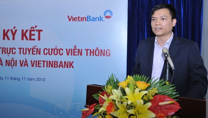 Phó Tổng Giám đốc VietinBank Phạm Huy Thông phát biểu tại buổi lễ.